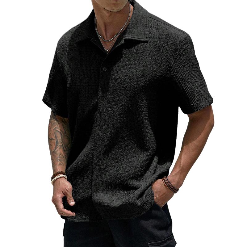 Casual Men's Short Sleeve Button-Down Shirt