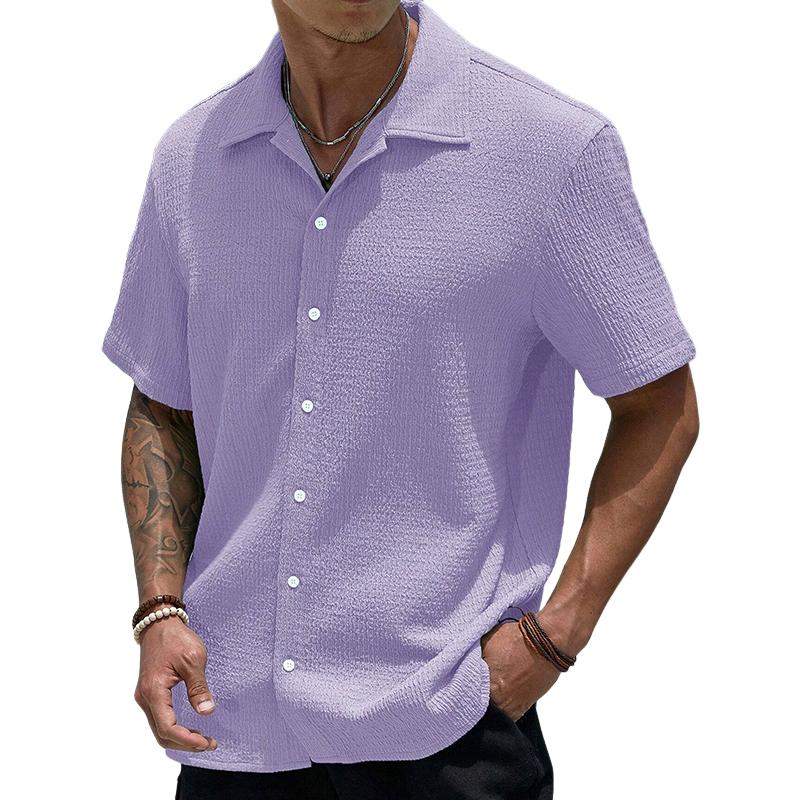 Casual Men's Short Sleeve Button-Down Shirt