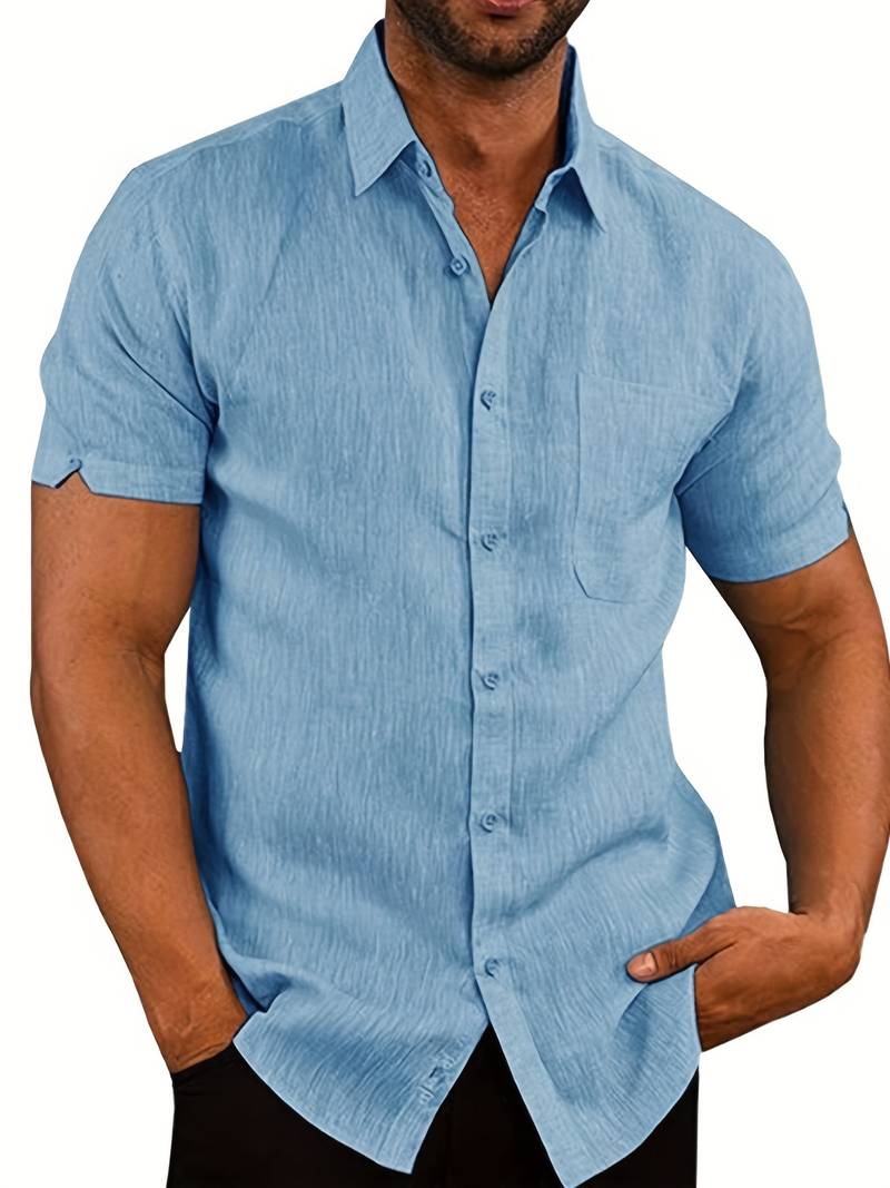 Summer Shirt Lightweight Collar Buttons Men