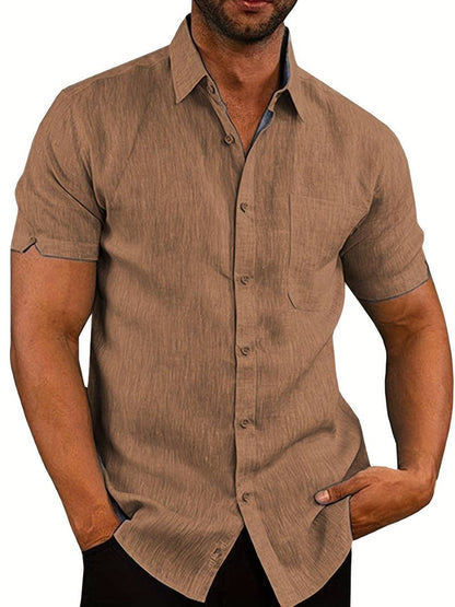 Summer Shirt Lightweight Collar Buttons Men