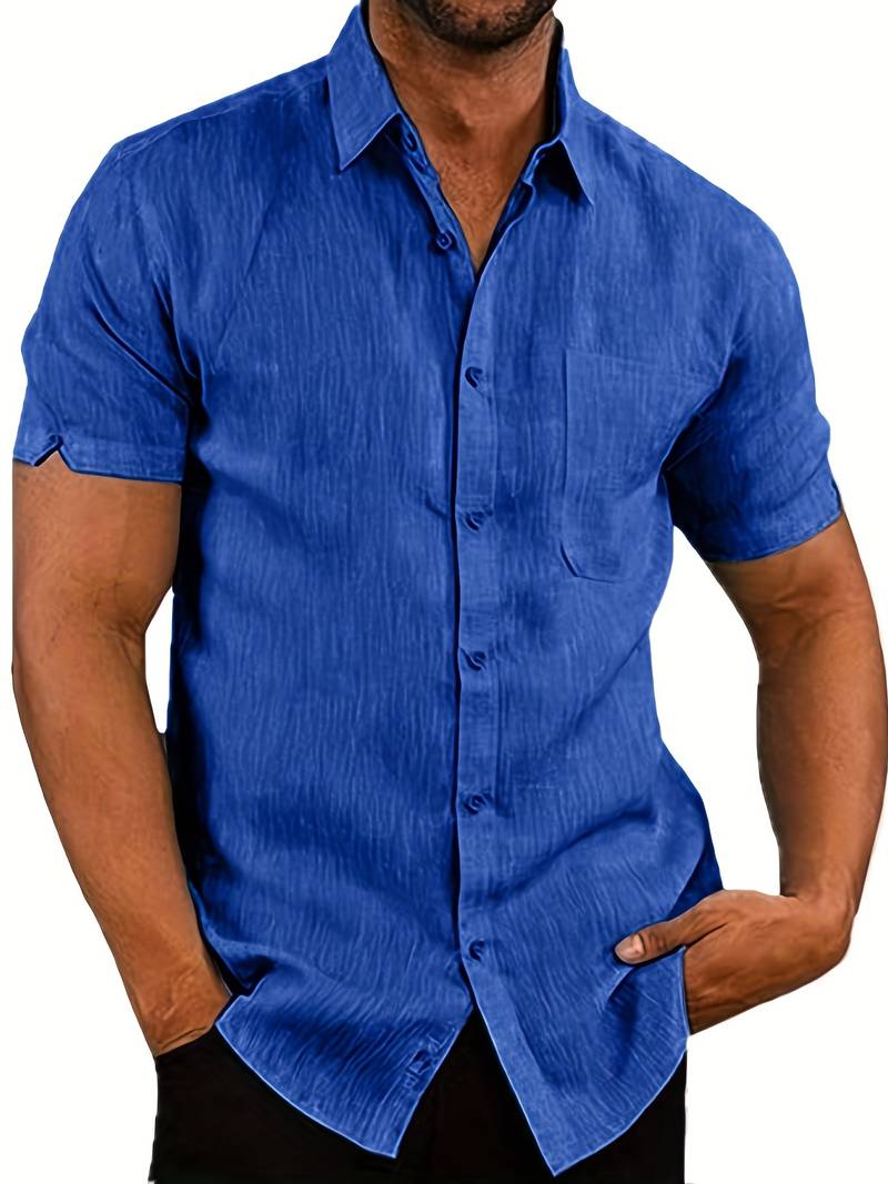 Summer Shirt Lightweight Collar Buttons Men