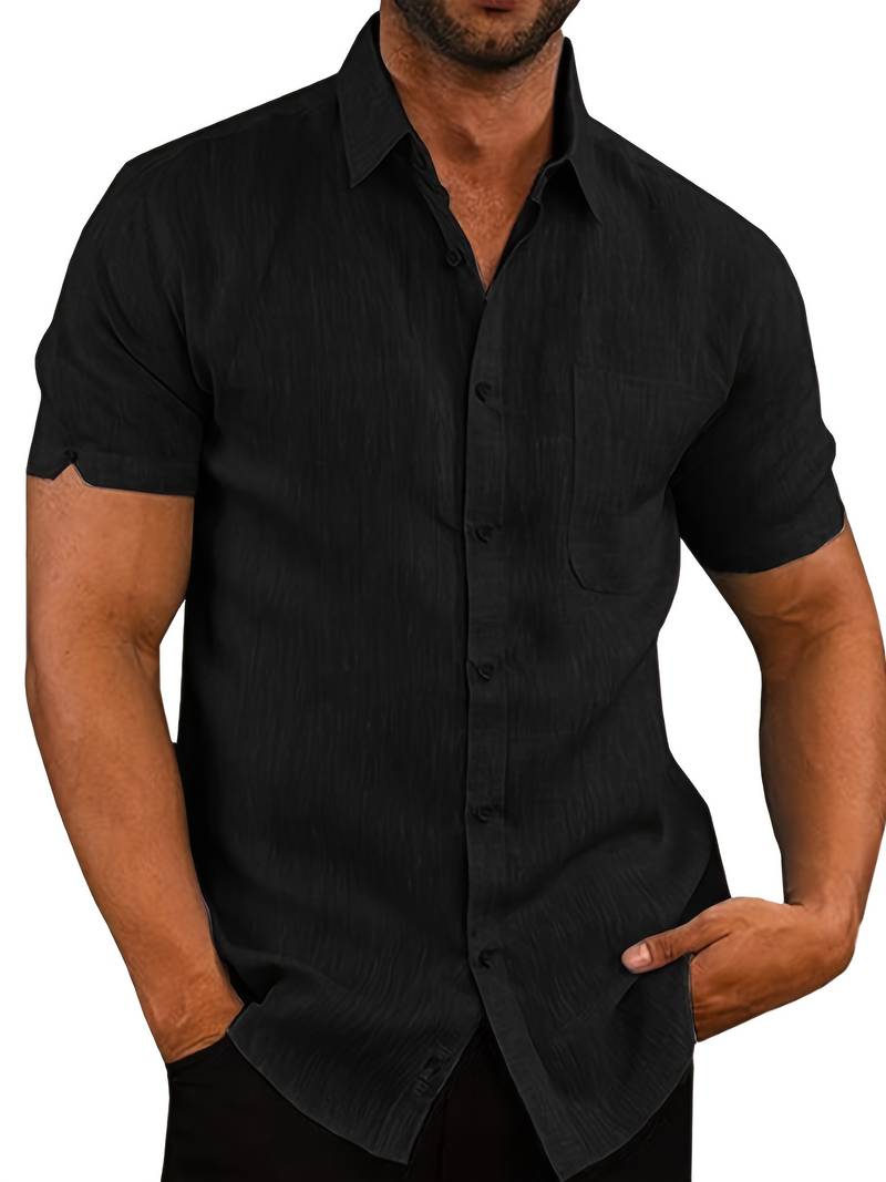 Summer Shirt Lightweight Collar Buttons Men