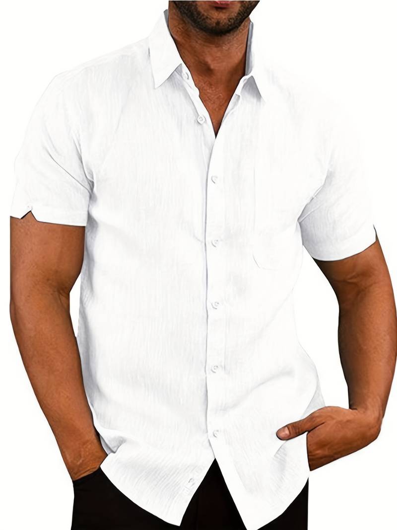 Summer Shirt Lightweight Collar Buttons Men