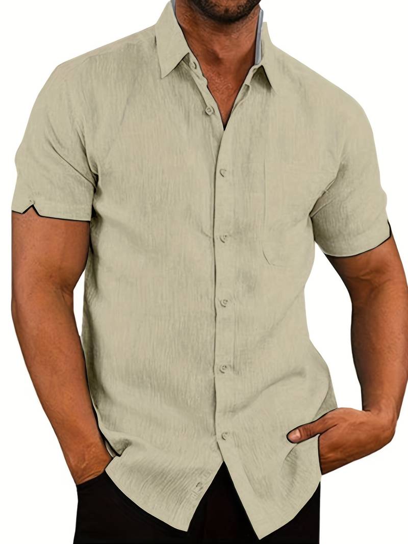 Summer Shirt Lightweight Collar Buttons Men
