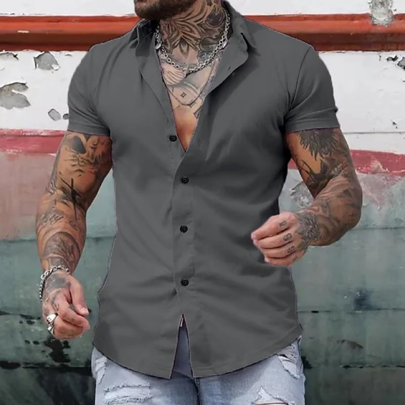 Slim Fit Fashionable Short-Sleeved Men's Shirt