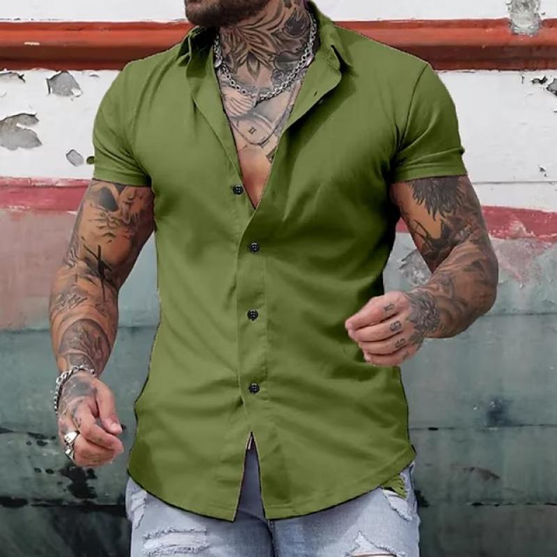 Slim Fit Fashionable Short-Sleeved Men's Shirt