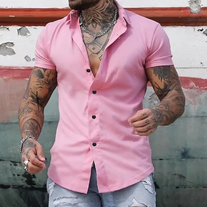 Slim Fit Fashionable Short-Sleeved Men's Shirt