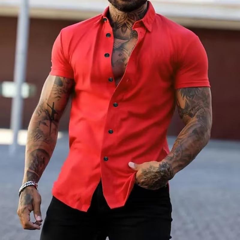 Slim Fit Fashionable Short-Sleeved Men's Shirt