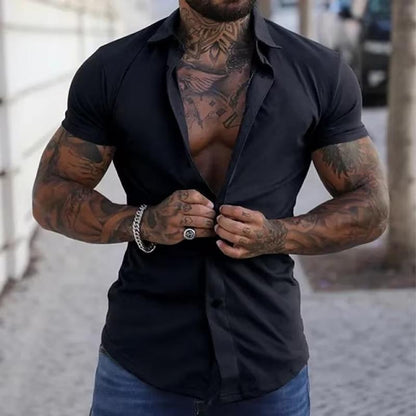 Slim Fit Fashionable Short-Sleeved Men's Shirt