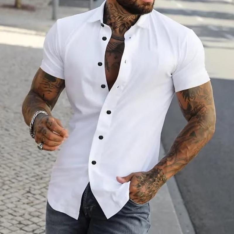 Slim Fit Fashionable Short-Sleeved Men's Shirt