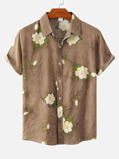 Men's Floral Short Sleeve Button-Up Shirt
