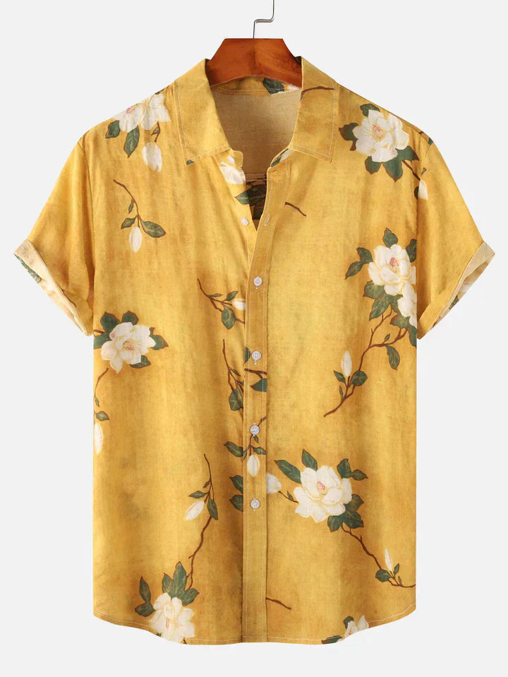 Men's Floral Short Sleeve Button-Up Shirt