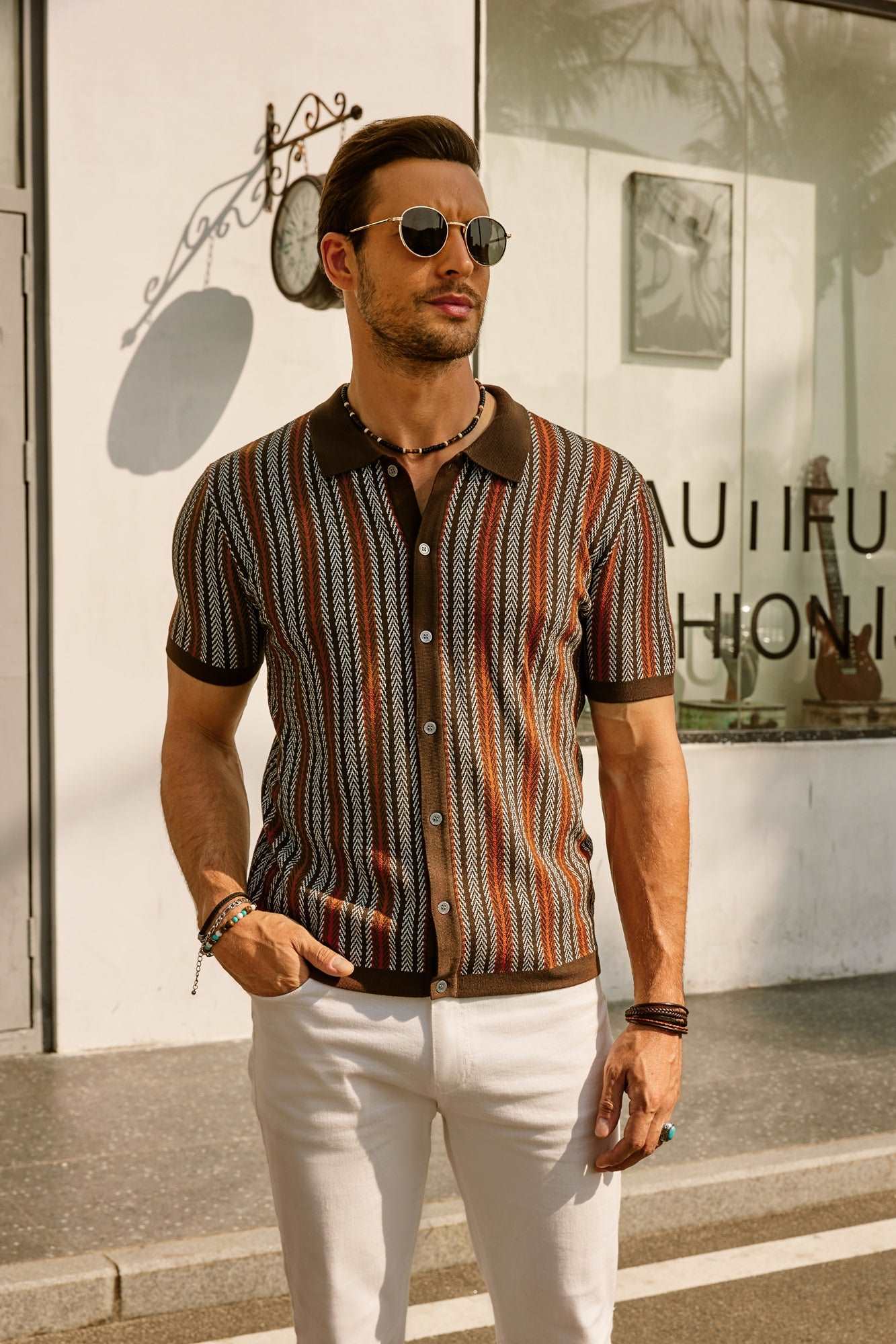 Men's Short Sleeve Shirt Classic Stripes