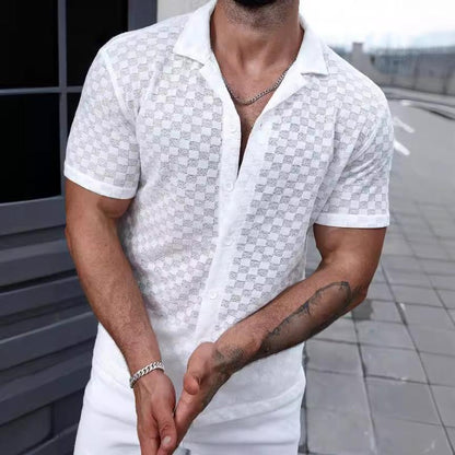 Men's Short Sleeve Shirt White Summer