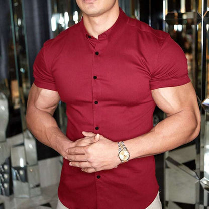 Classic men's short-sleeved collared shirt