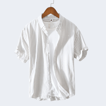 Men's Striped Collared Button-Up Shirt