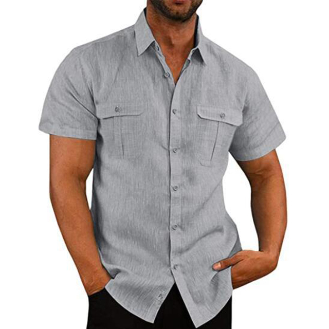 Men's Short-Sleeve Polo Shirt with Buttons