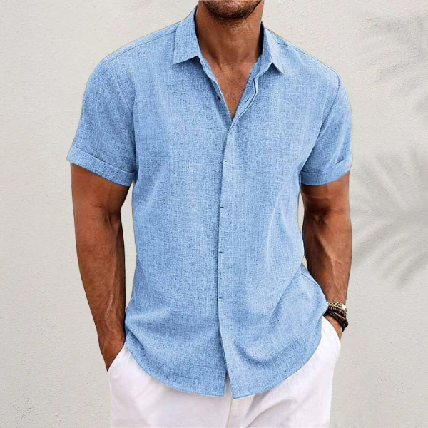 Men's Summer Short-Sleeved Linen Shirt