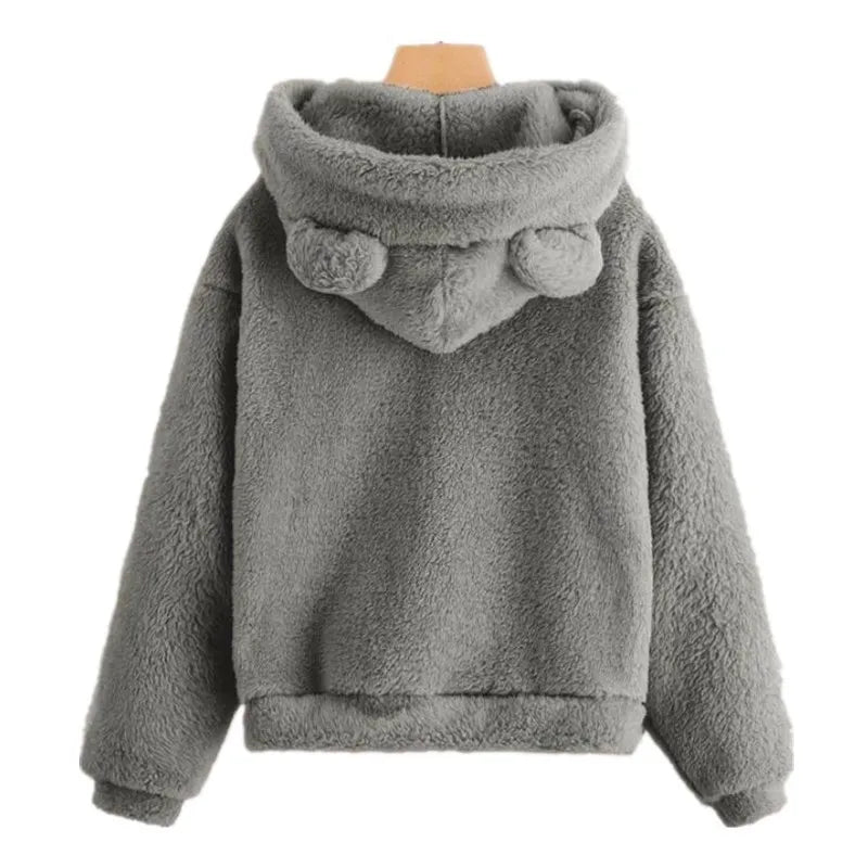 Süße Damen Hoodie Teddy Ohren - IdealeKleiden