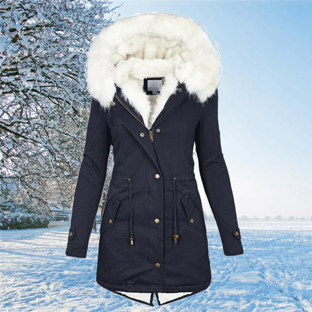Warm Women's Parka Winter Jacket with Fur Filling