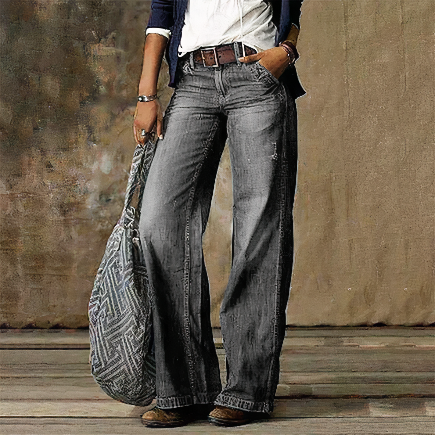 High-Waisted Retro Jeans for Women, Classic Style