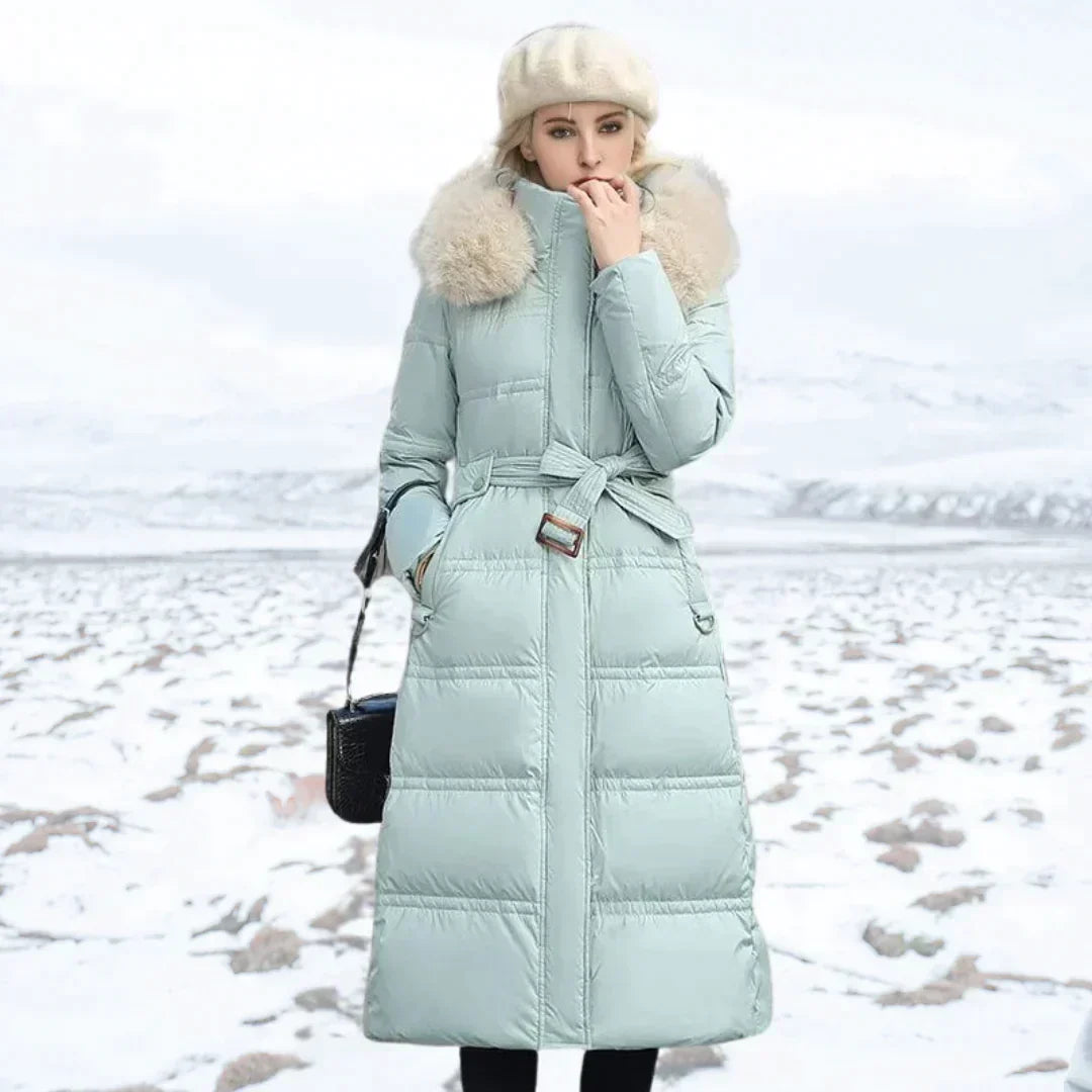 Women's Warm Down Jacket Hood Faux Fur