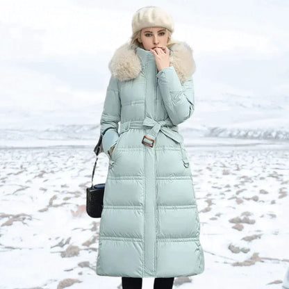 Women's Warm Down Jacket Hood Faux Fur