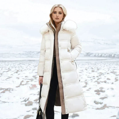 Women's Warm Down Jacket Hood Faux Fur