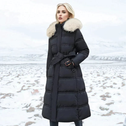 Women's Warm Down Jacket Hood Faux Fur