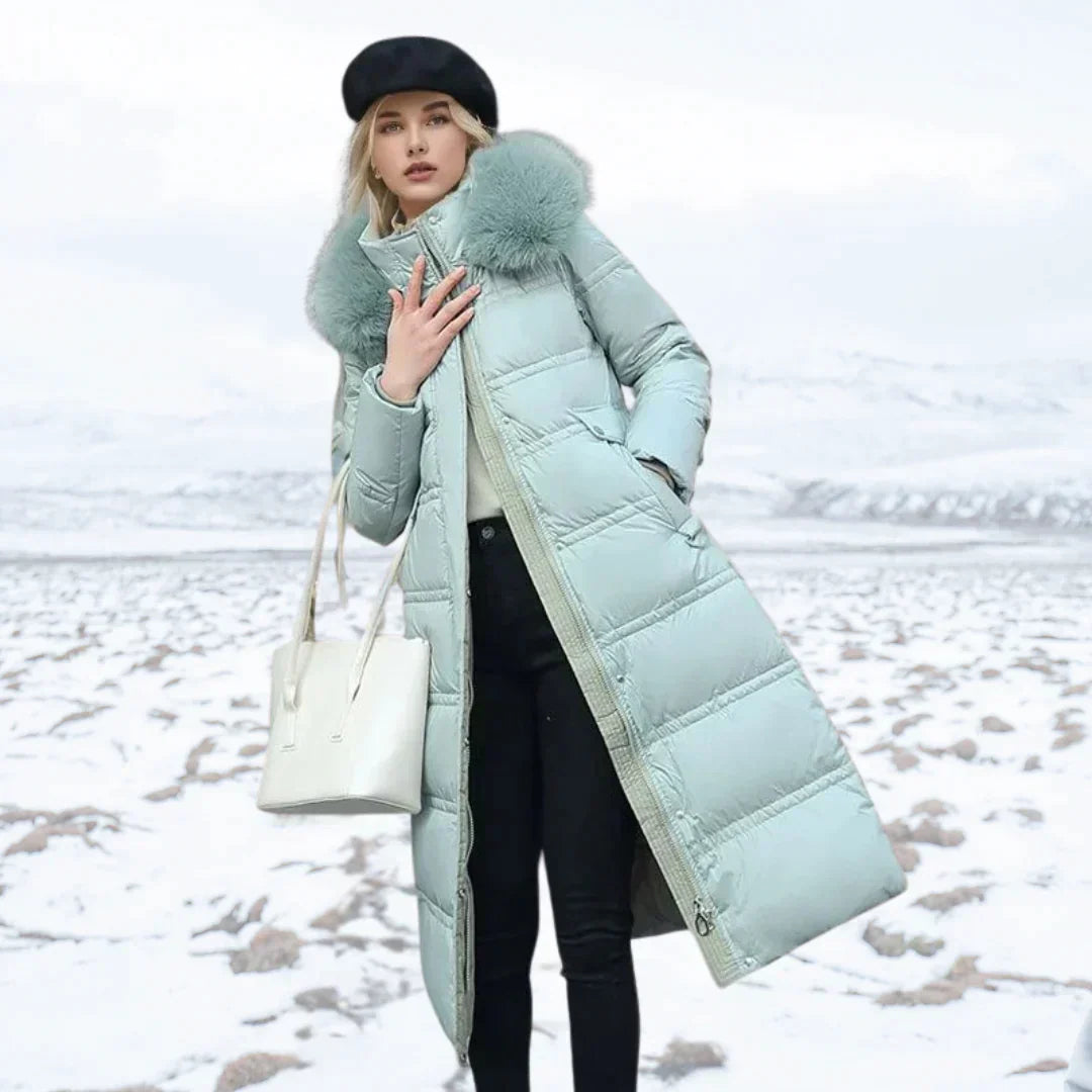 Women's Warm Down Jacket Hood Faux Fur