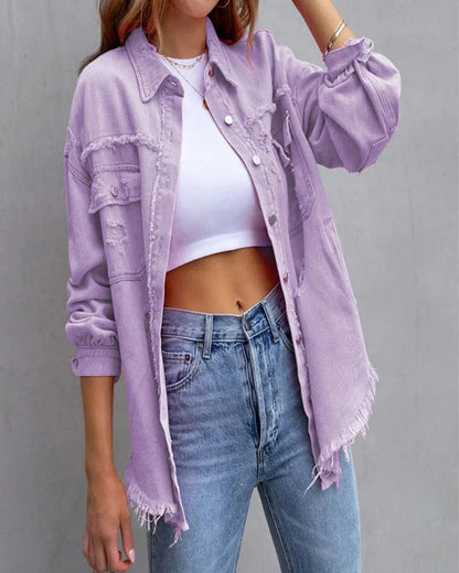 Ripped Denim Jacket Trendy Style