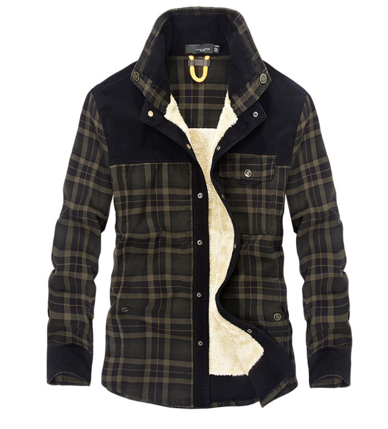 Men's Winter Jacket Flannel Stand-Up Collar Warm