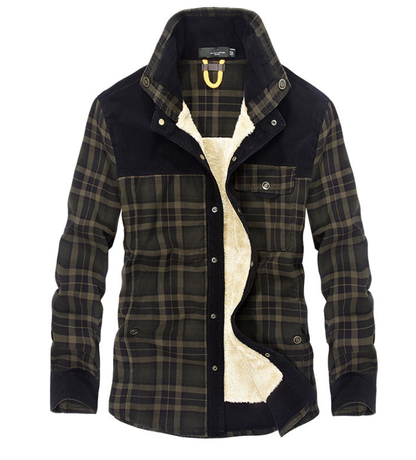 Men's Winter Jacket Flannel Stand-Up Collar Warm