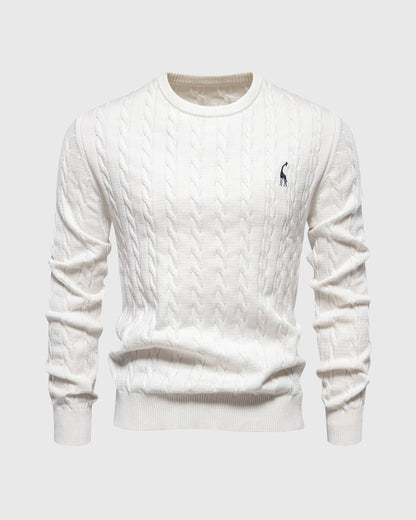 Stylish Clothing | Cable Knit Regular Fit Ribbed Cuffs Logo Detail