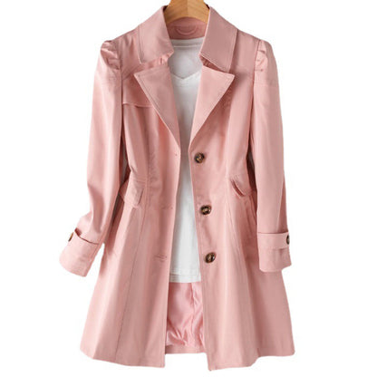 Long Trench Coat Windproof Waterproof Elegant