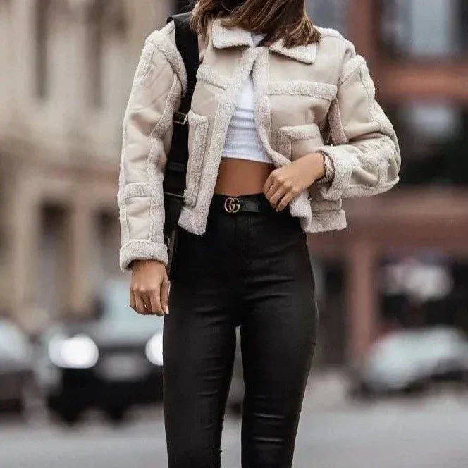 Lena - Women's Leather Coat with Lambskin Lining