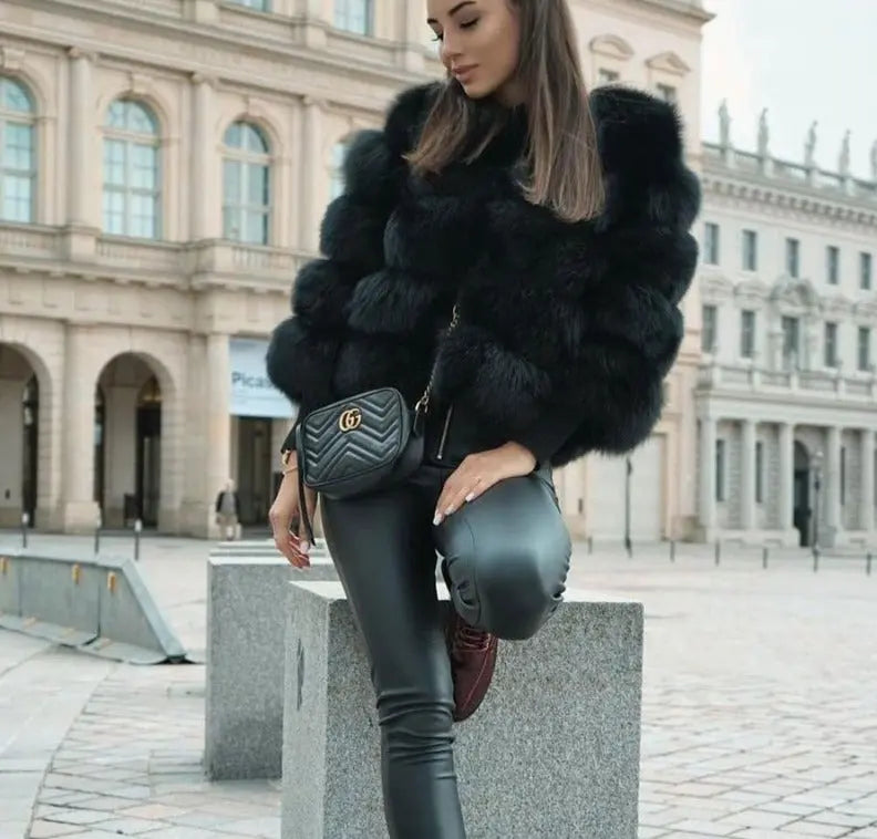Women's Winter Jacket Faux Fur Luxury Design