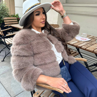 Women's Winter Jacket Faux Fur Luxury Design