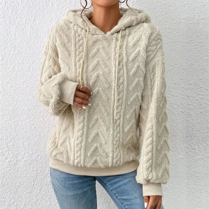 Kuschel-Pullover Teddy-Fleece Kapuze - IdealeKleiden