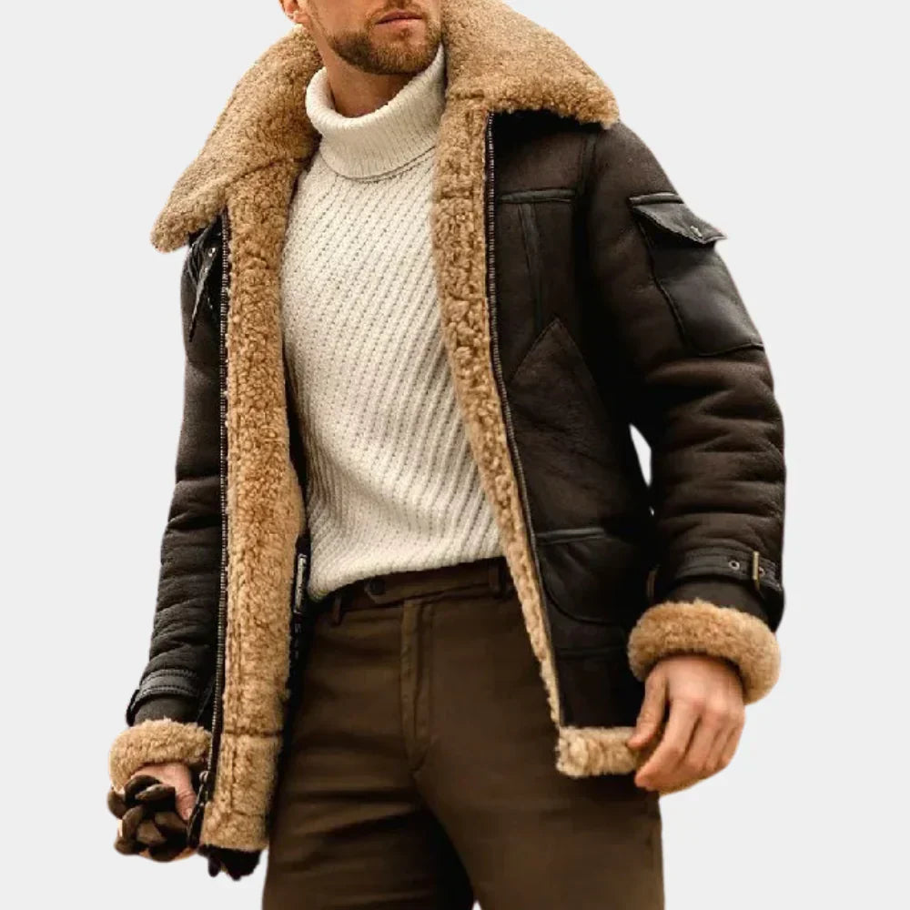 Leder Pilotenjacke Herren Winter Style - IdealeKleiden