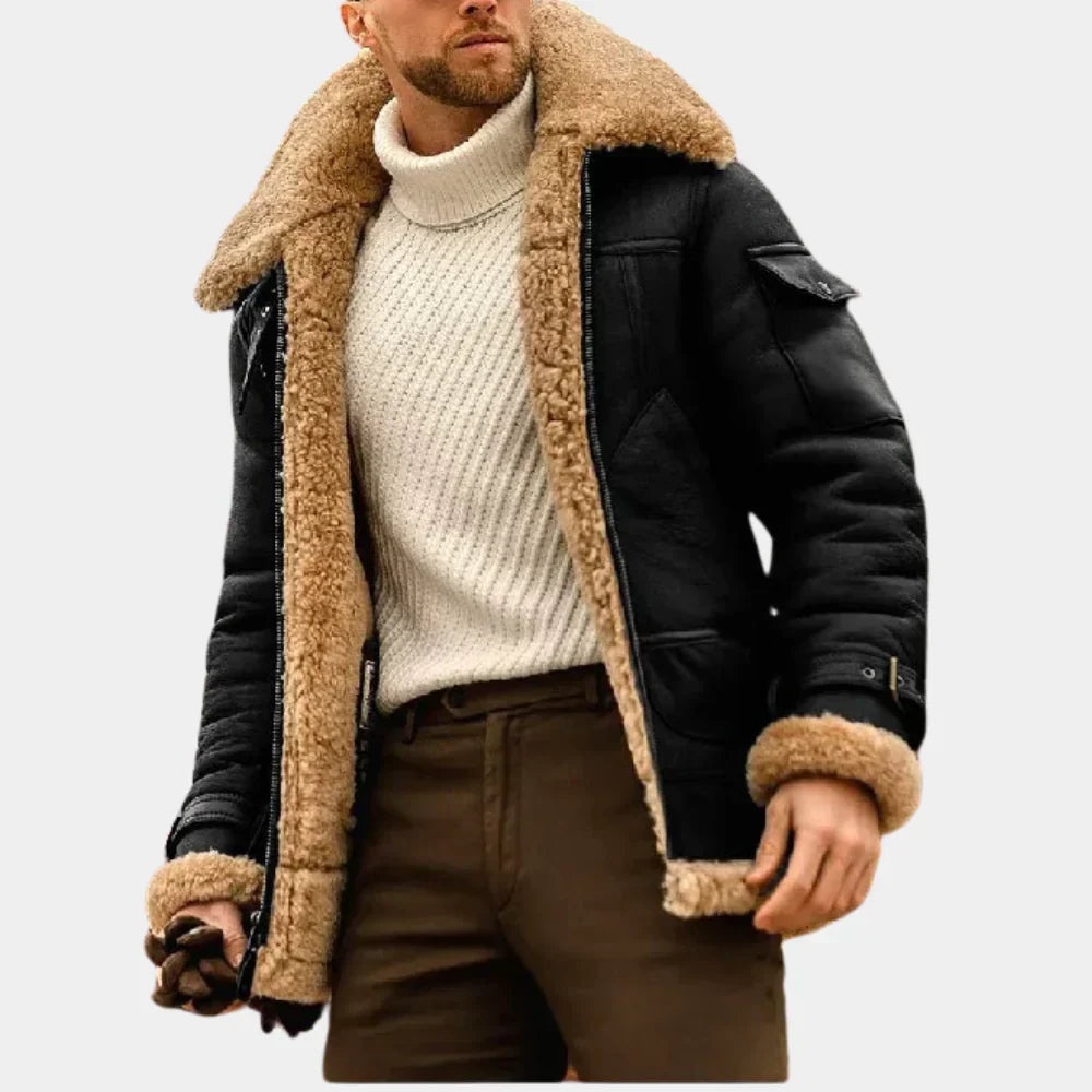 Men's Leather Pilot Jacket Winter Style