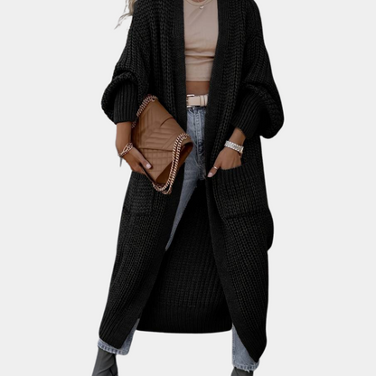 Women's Long-Sleeved Cardigan with Pockets & Soft Fabric