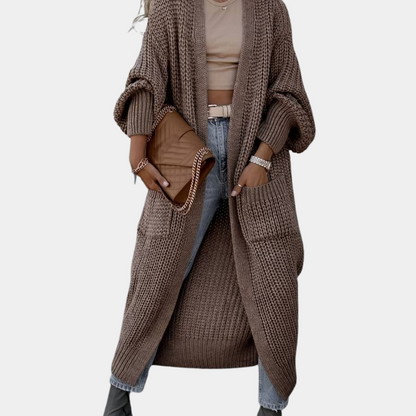 Women's Long-Sleeved Cardigan with Pockets & Soft Fabric