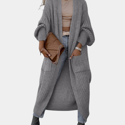 Women's Long-Sleeved Cardigan with Pockets & Soft Fabric