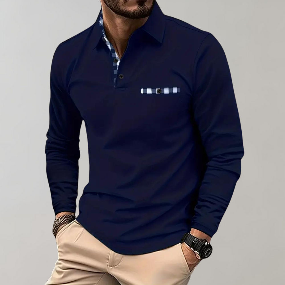 Men's Long-Sleeve Polo Shirt Elegant Design