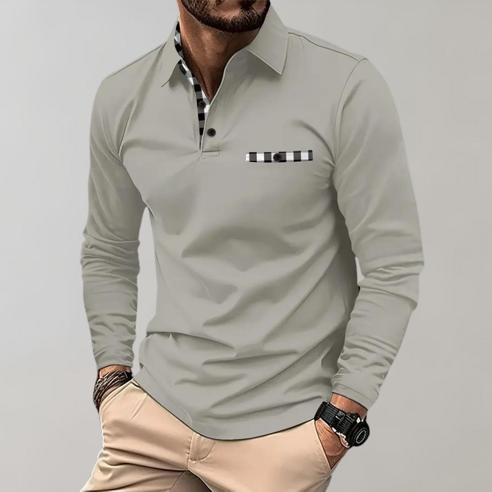 Men's Long-Sleeve Polo Shirt Elegant Design