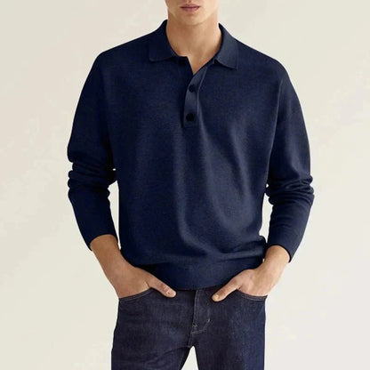 Men's Long-Sleeve Polo Shirt Soft Comfortable
