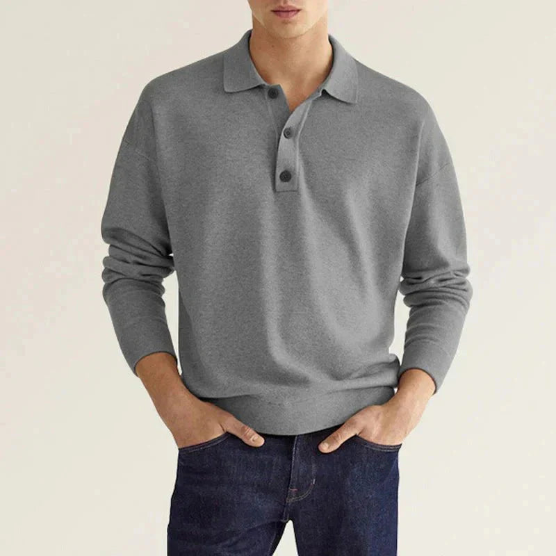 Men's Long-Sleeve Polo Shirt Soft Comfortable