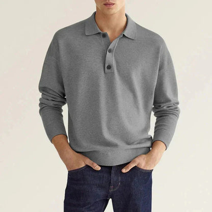 Men's Long-Sleeve Polo Shirt Soft Comfortable