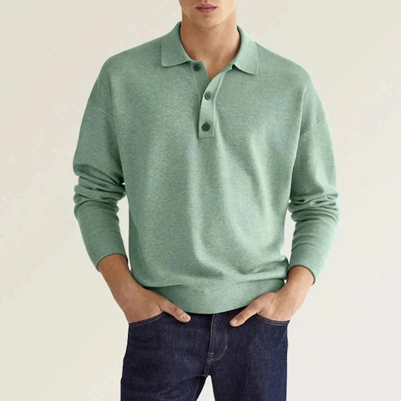 Men's Long-Sleeve Polo Shirt Soft Comfortable